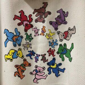 Grateful Dead Natural Baja With Dancing Bear Designs NWT